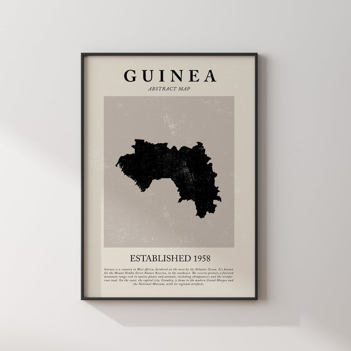 Guinea Map Vintage Abstract Wall Art Print Picasso + Matisse Inspired Travel Poster