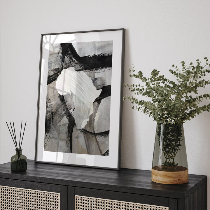 Africa Map | Black & Grey Abstract Painting Map of Africa Wall Art Print | Africa Traval Poster
