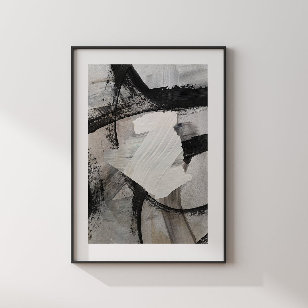 Algeria Map | Black & Grey Abstract Painting Map of Algeria Wall Art Print | Algeria Traval Poster