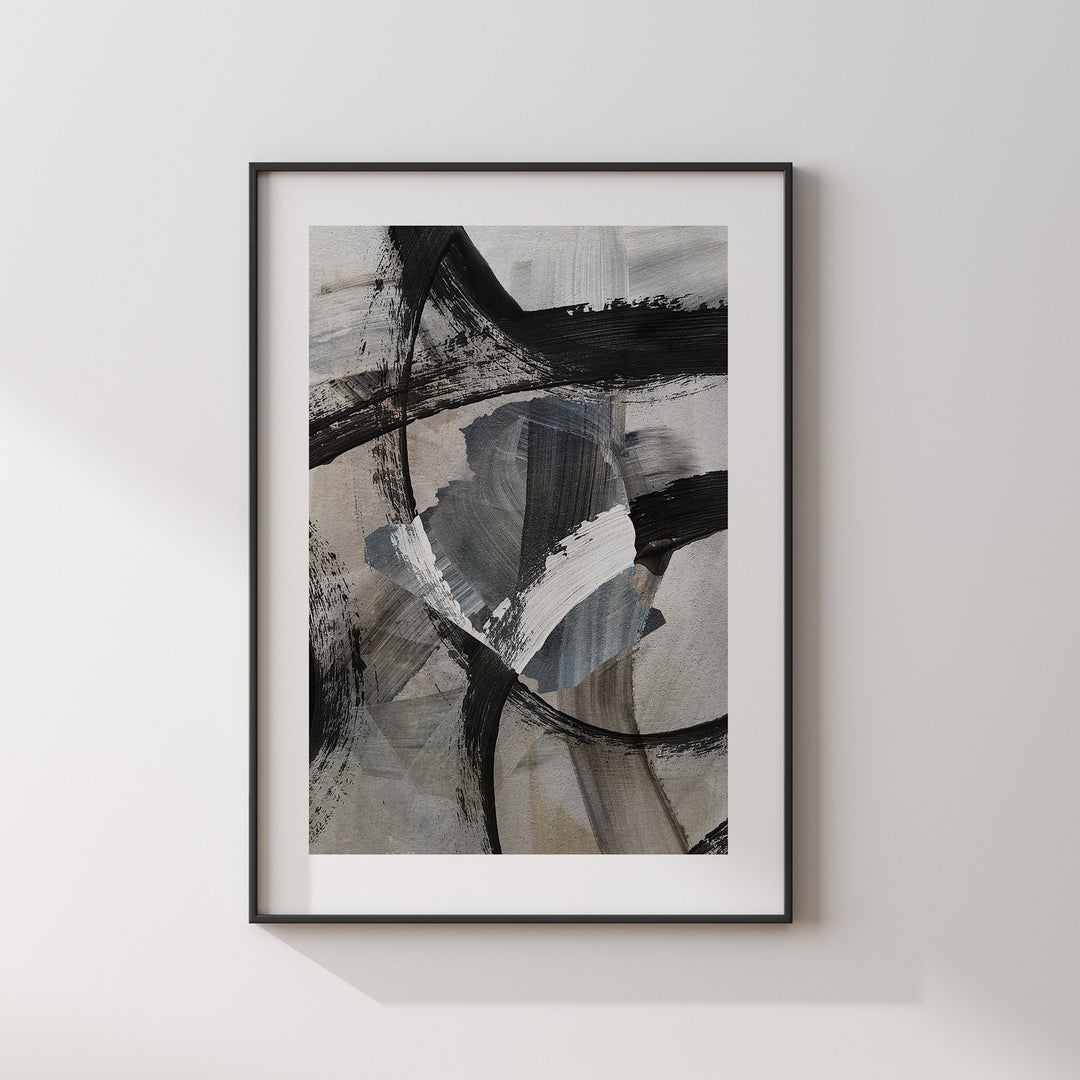 Algeria Map | Black & Grey Abstract Painting Map of Algeria Wall Art Print | Algeria Traval Poster