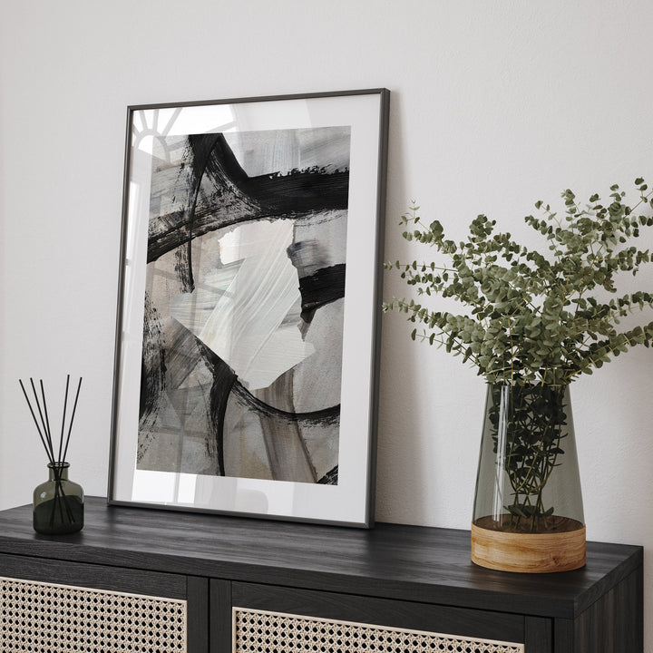 Algeria Map | Black & Grey Abstract Painting Map of Algeria Wall Art Print | Algeria Traval Poster