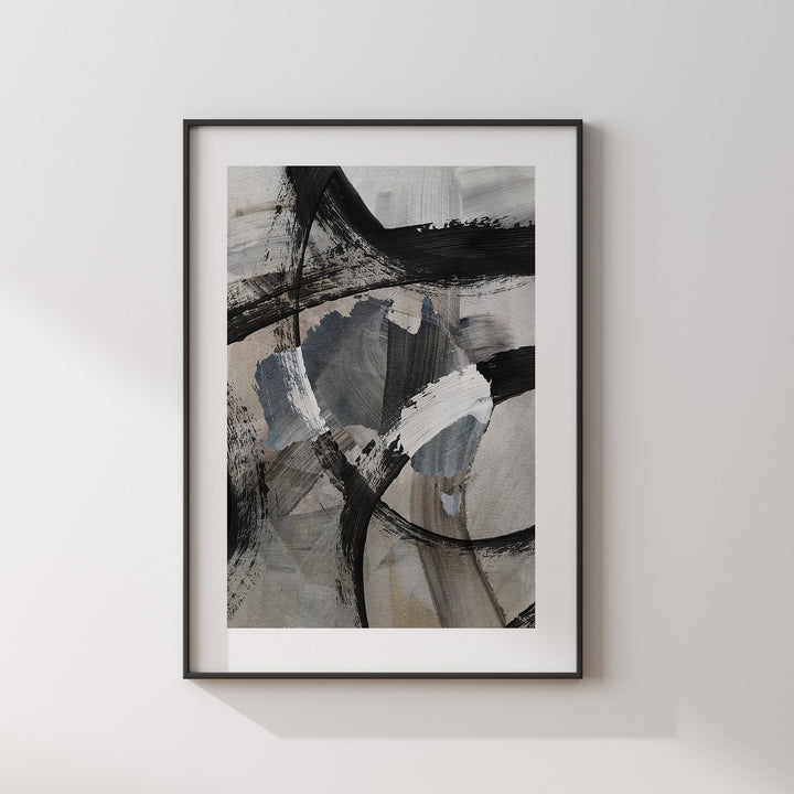 Australia Map | Black & Grey Abstract Painting Map of Australia Wall Art Print | Australia Traval Poster