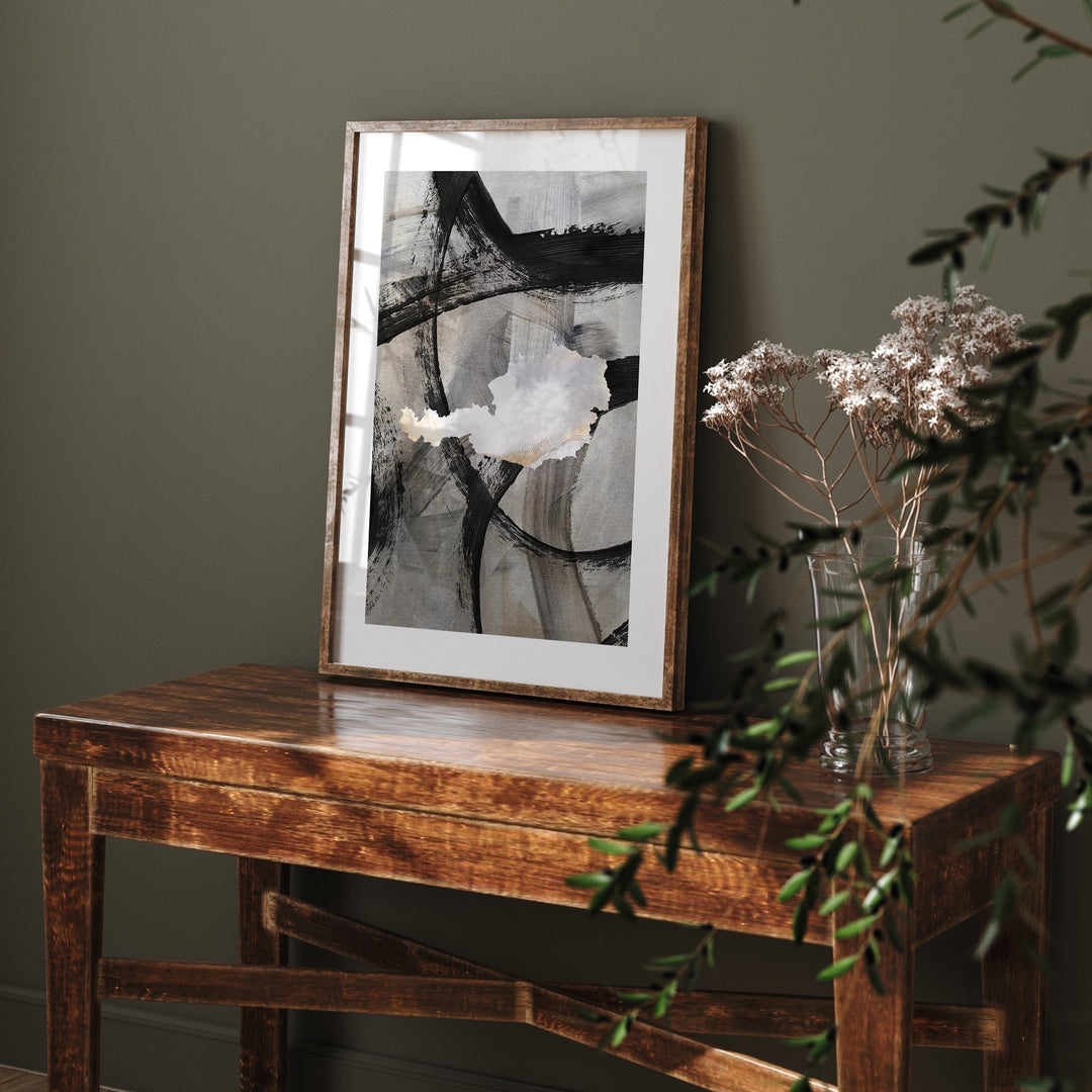 Austria Map | Black & Grey Abstract Painting Map of Austria Wall Art Print | Austria Traval Poster