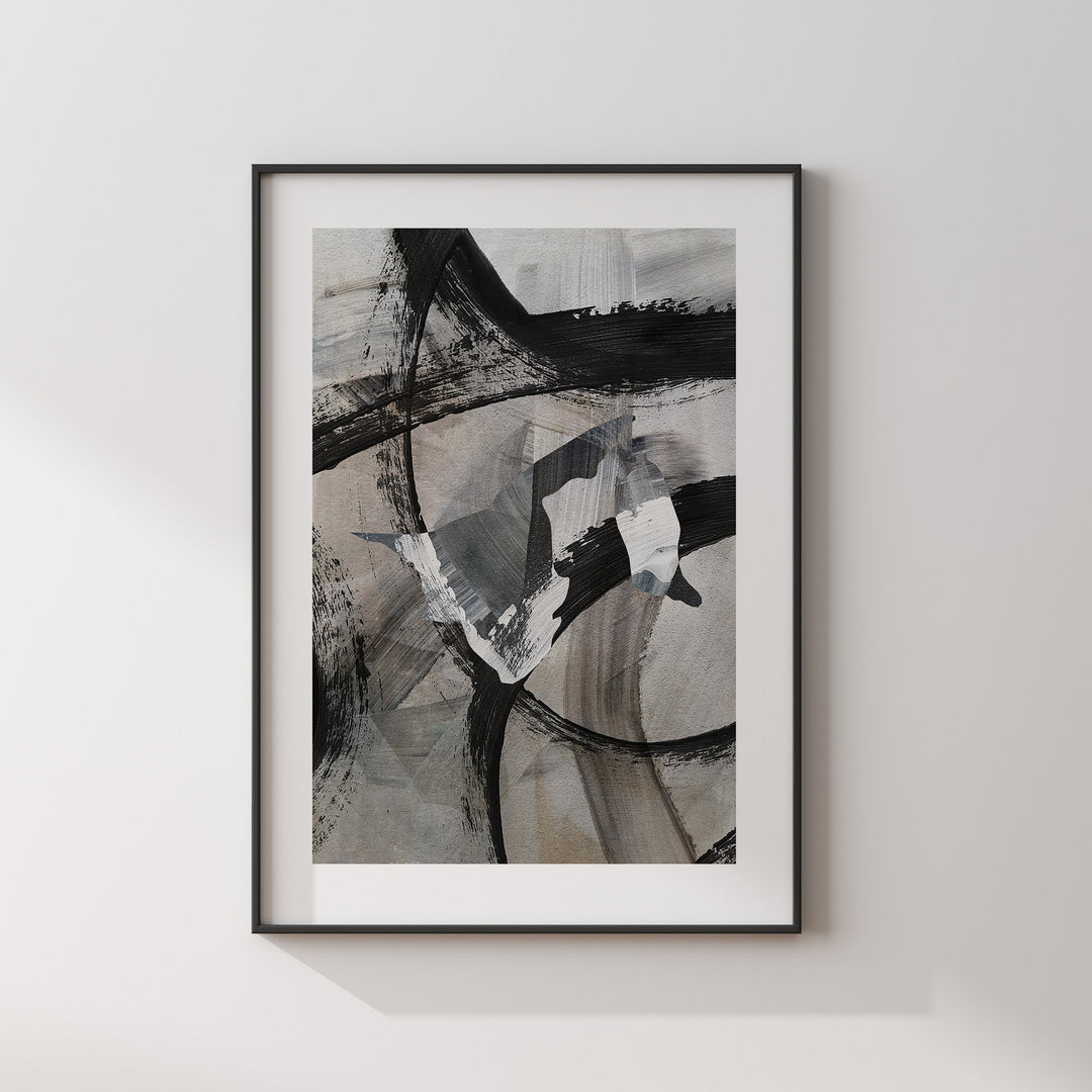 Brunei Map | Black & Grey Abstract Painting Map of Brunei Wall Art Print | Brunei Traval Poster