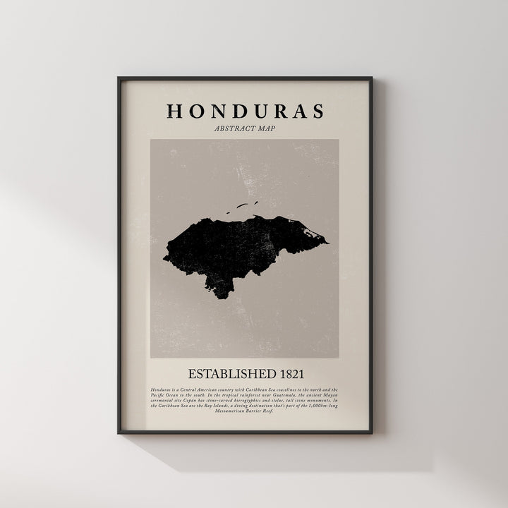 Honduras Map Vintage Abstract Wall Art Print Picasso + Matisse Inspired Travel Poster