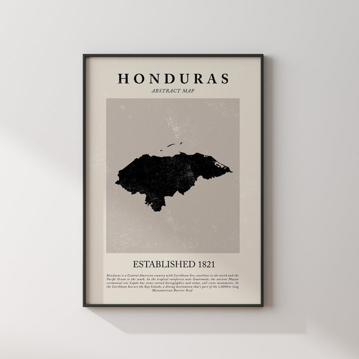 Honduras Map Vintage Abstract Wall Art Print Picasso + Matisse Inspired Travel Poster