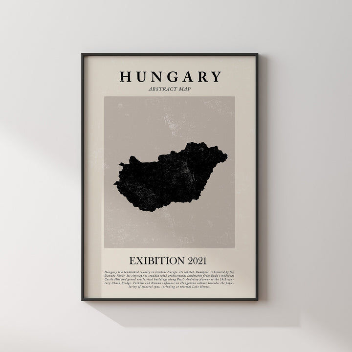 Hungary Map Vintage Abstract Wall Art Print Picasso + Matisse Inspired Travel Poster