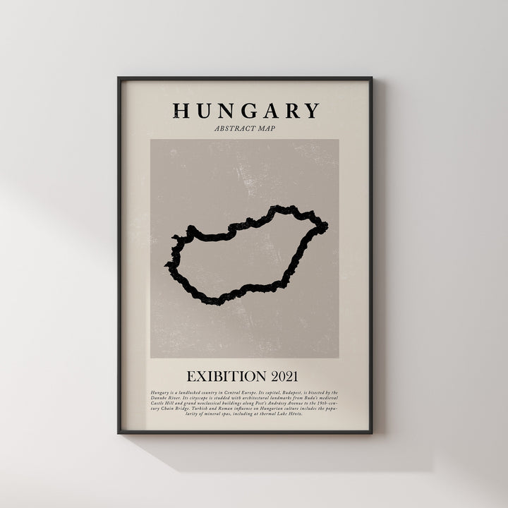 Hungary Map Vintage Abstract Wall Art Print Picasso + Matisse Inspired Travel Poster