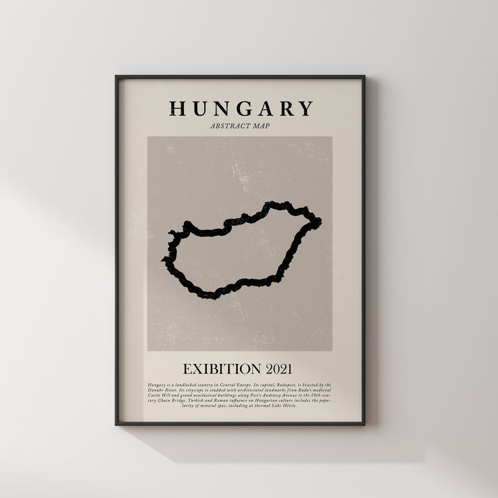Hungary Map Vintage Abstract Wall Art Print Picasso + Matisse Inspired Travel Poster
