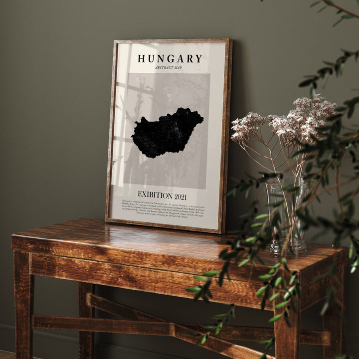 Hungary Map Vintage Abstract Wall Art Print Picasso + Matisse Inspired Travel Poster