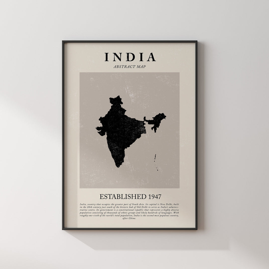 India Map Vintage Abstract Wall Art Print Picasso + Matisse Inspired Travel Poster