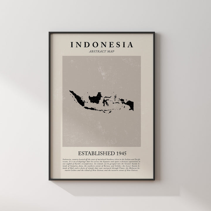 Indonesia Map Vintage Abstract Wall Art Print Picasso + Matisse Inspired Travel Poster