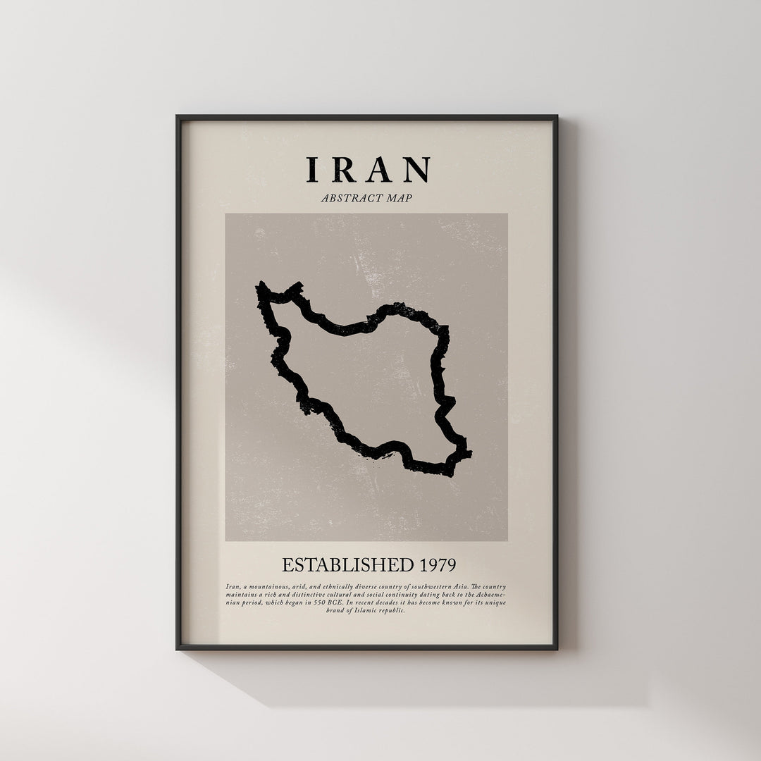 Iran Map Vintage Abstract Wall Art Print Picasso + Matisse Inspired Travel Poster