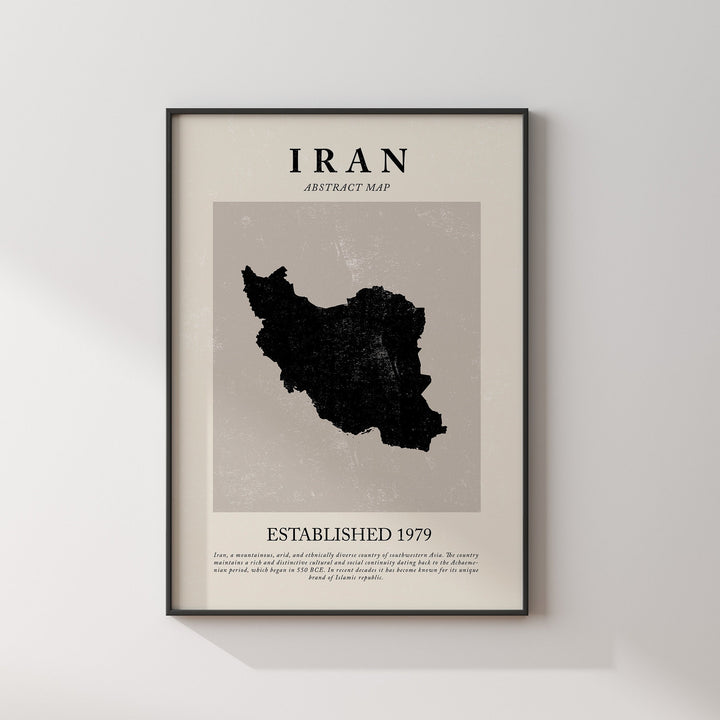 Iran Map Vintage Abstract Wall Art Print Picasso + Matisse Inspired Travel Poster