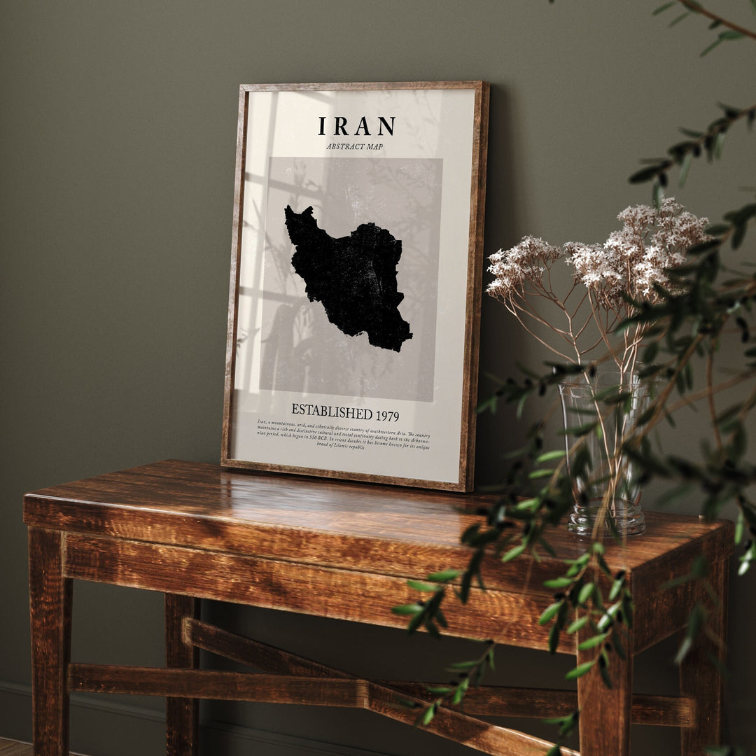 Iran Map Vintage Abstract Wall Art Print Picasso + Matisse Inspired Travel Poster