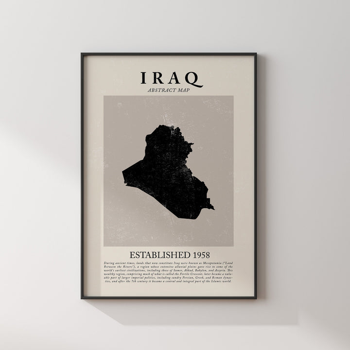 Iraq Map Vintage Abstract Wall Art Print Picasso + Matisse Inspired Travel Poster