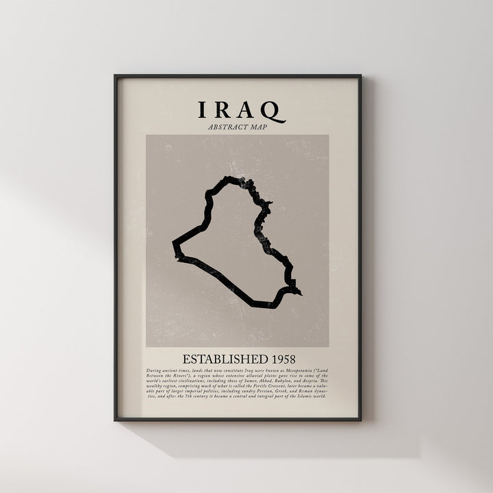 Iraq Map Vintage Abstract Wall Art Print Picasso + Matisse Inspired Travel Poster