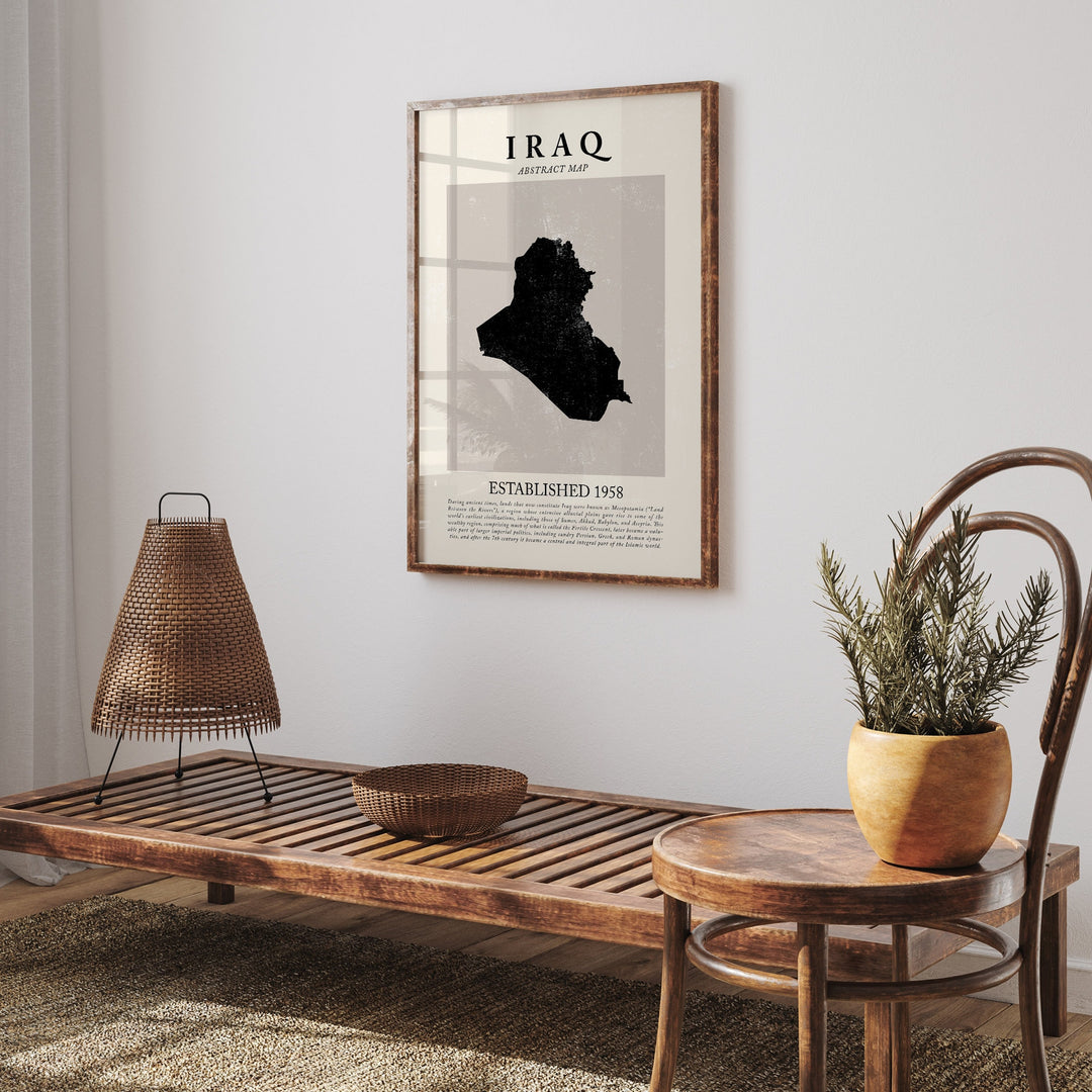 Iraq Map Vintage Abstract Wall Art Print Picasso + Matisse Inspired Travel Poster
