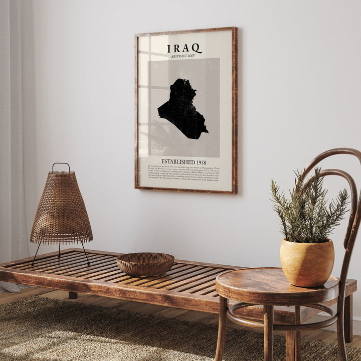 Iraq Map Vintage Abstract Wall Art Print Picasso + Matisse Inspired Travel Poster
