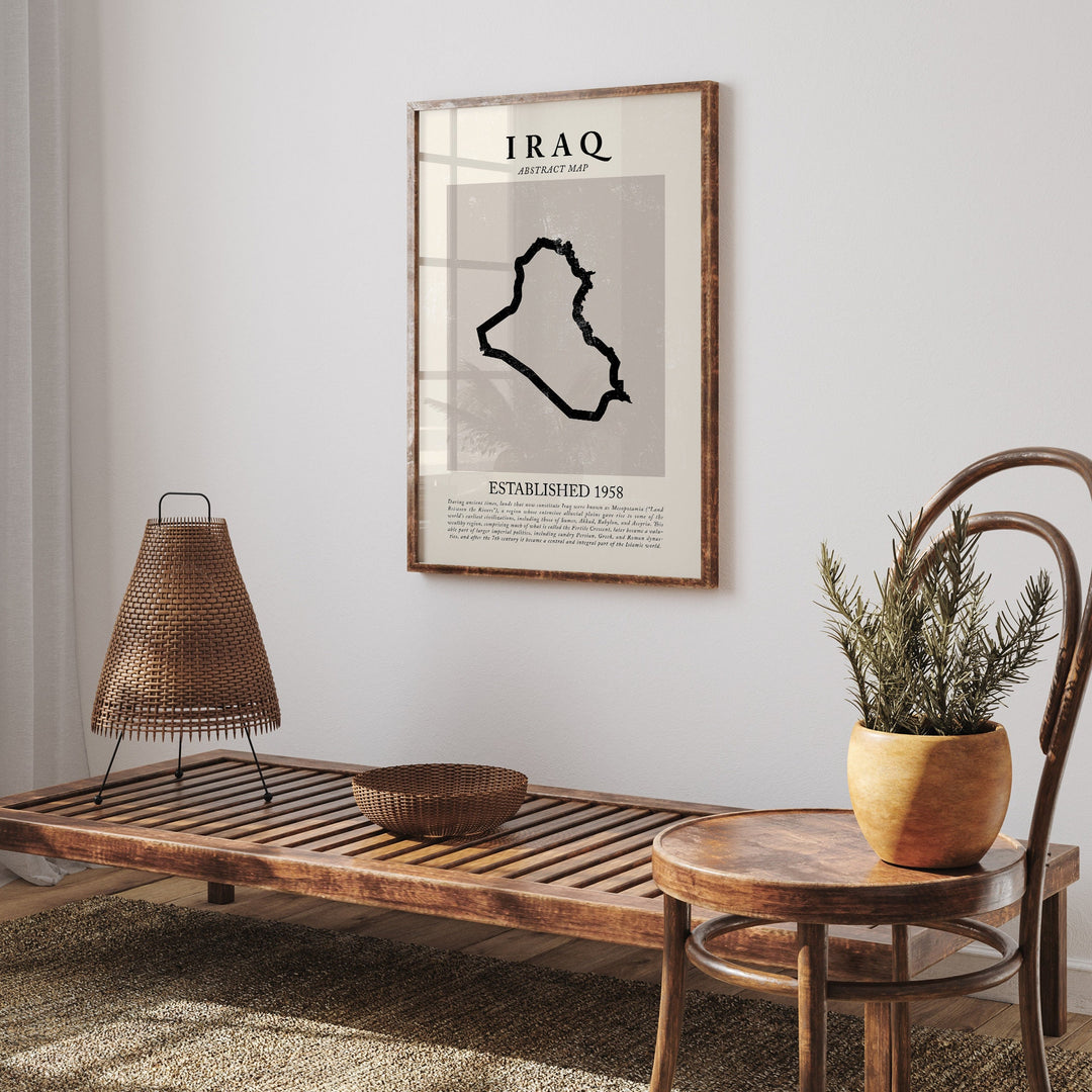 Iraq Map Vintage Abstract Wall Art Print Picasso + Matisse Inspired Travel Poster