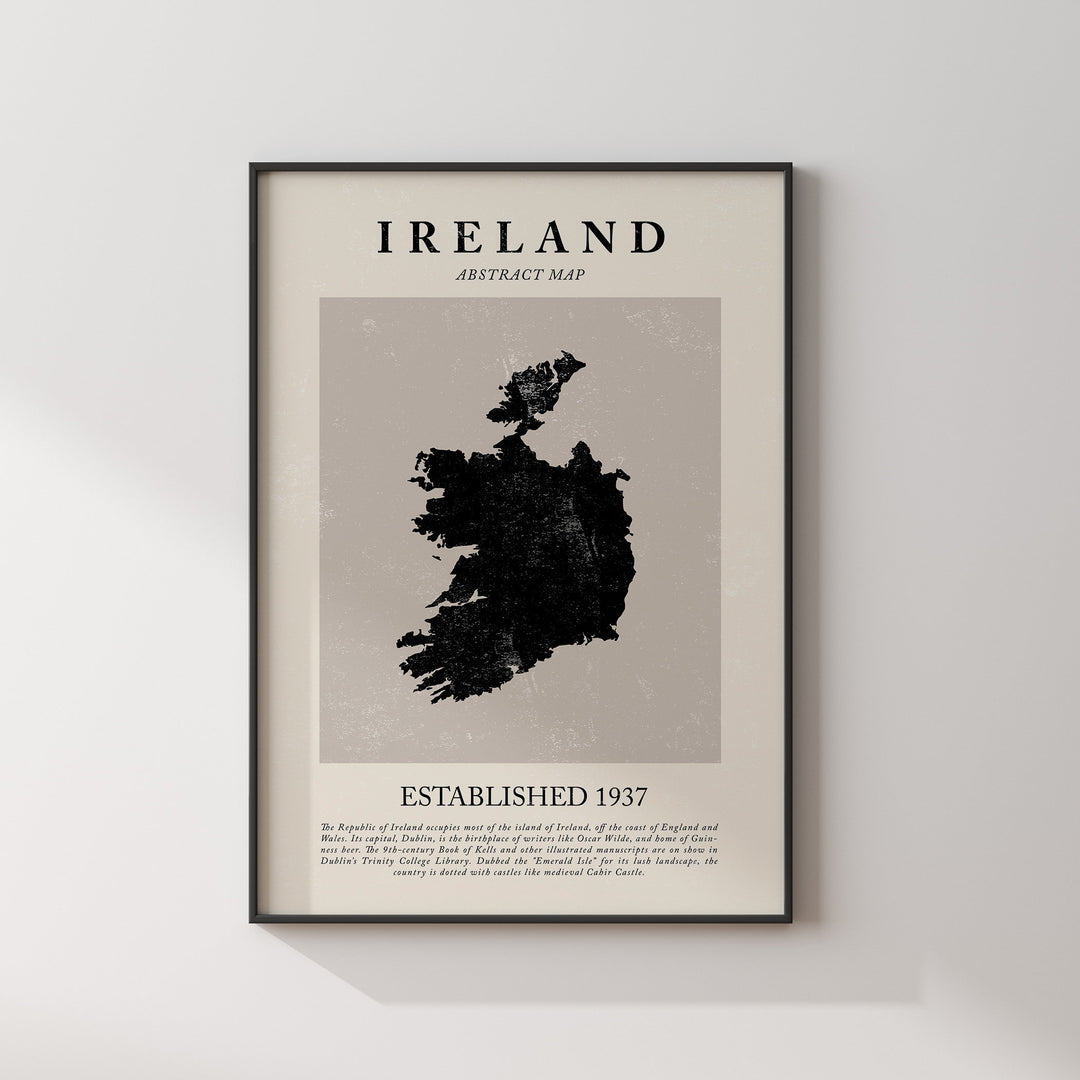 Republic of Ireland Map Vintage Abstract Wall Art Print Picasso + Matisse Inspired Travel Poster