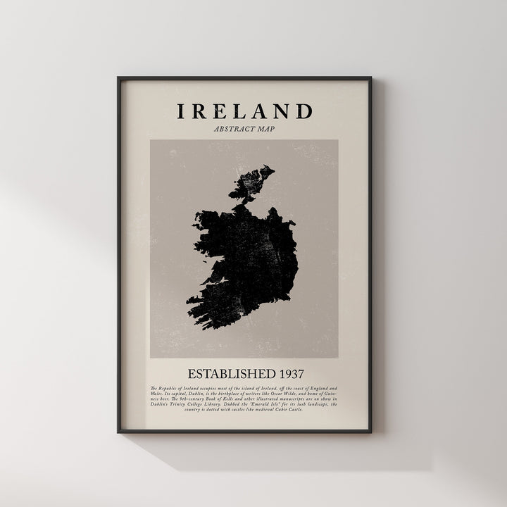 Republic of Ireland Map Vintage Abstract Wall Art Print Picasso + Matisse Inspired Travel Poster