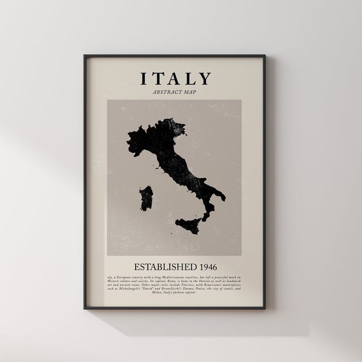 Italy Map Vintage Abstract Wall Art Print Picasso + Matisse Inspired Travel Poster