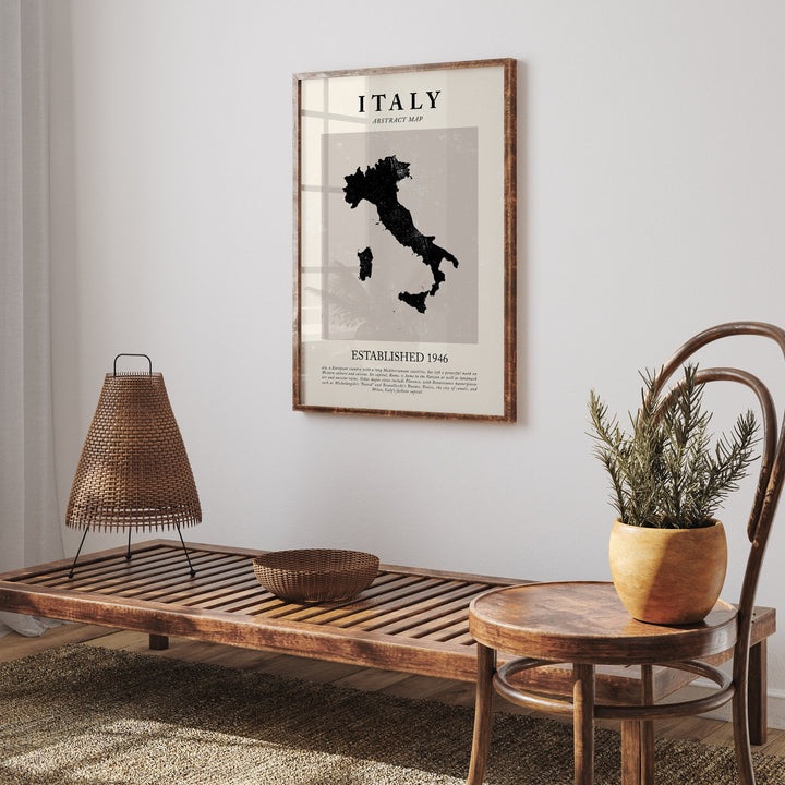 Italy Map Vintage Abstract Wall Art Print Picasso + Matisse Inspired Travel Poster