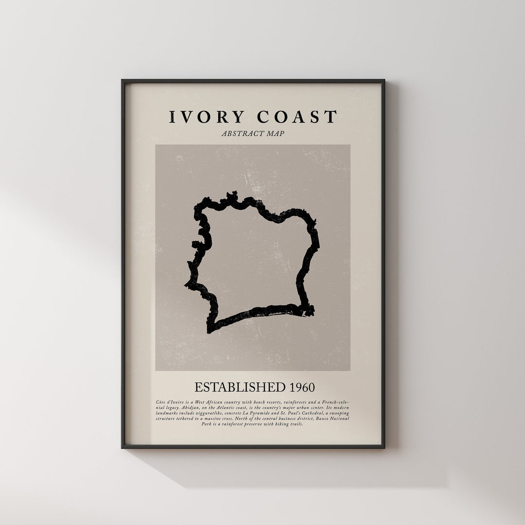 Ivory Coast Map Vintage Abstract Wall Art Print Picasso + Matisse Inspired Travel Poster