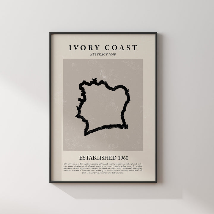 Ivory Coast Map Vintage Abstract Wall Art Print Picasso + Matisse Inspired Travel Poster