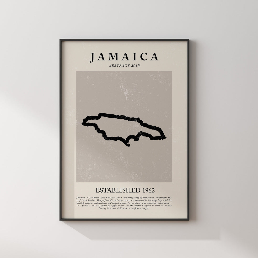 Jamaica Map Vintage Abstract Wall Art Print Picasso + Matisse Inspired Travel Poster