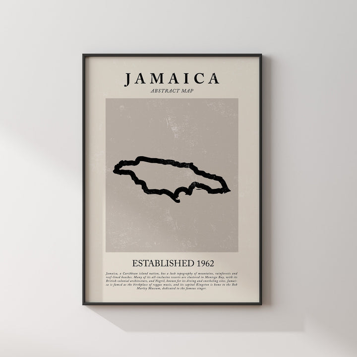 Jamaica Map Vintage Abstract Wall Art Print Picasso + Matisse Inspired Travel Poster