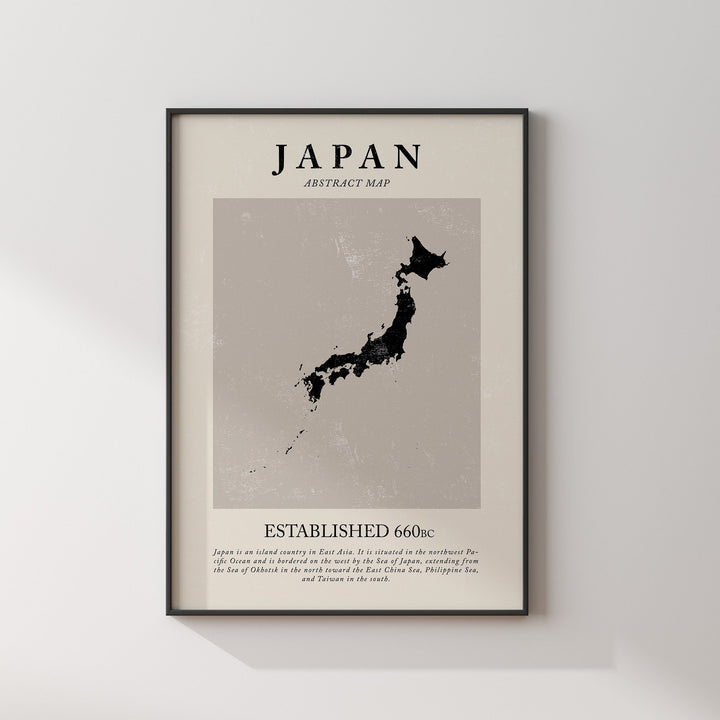 Japan Map Vintage Abstract Wall Art Print Picasso + Matisse Inspired Travel Poster