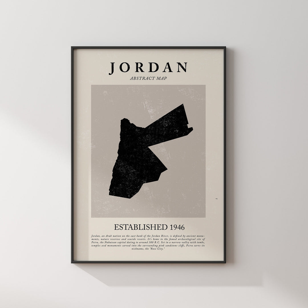 Jordan Map Vintage Abstract Wall Art Print Picasso + Matisse Inspired Travel Poster