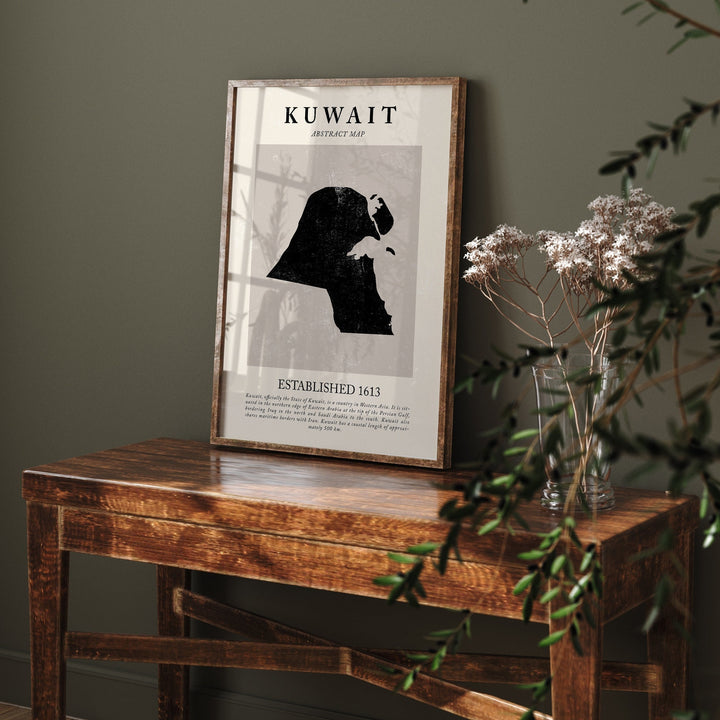 Kuwait Map Vintage Abstract Wall Art Print Picasso + Matisse Inspired Travel Poster