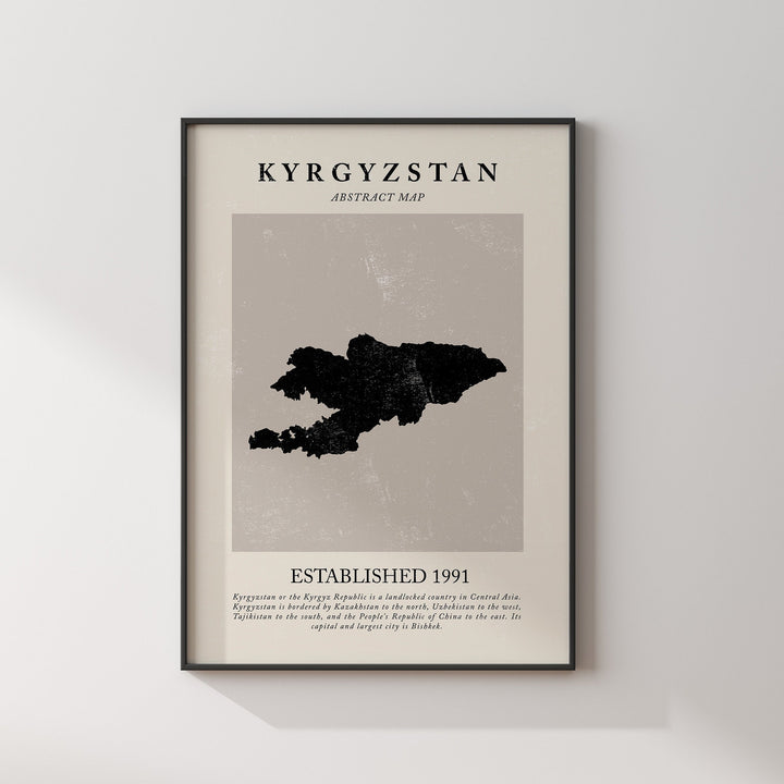 Kyrgyzstan Map Vintage Abstract Wall Art Print Picasso + Matisse Inspired Travel Poster