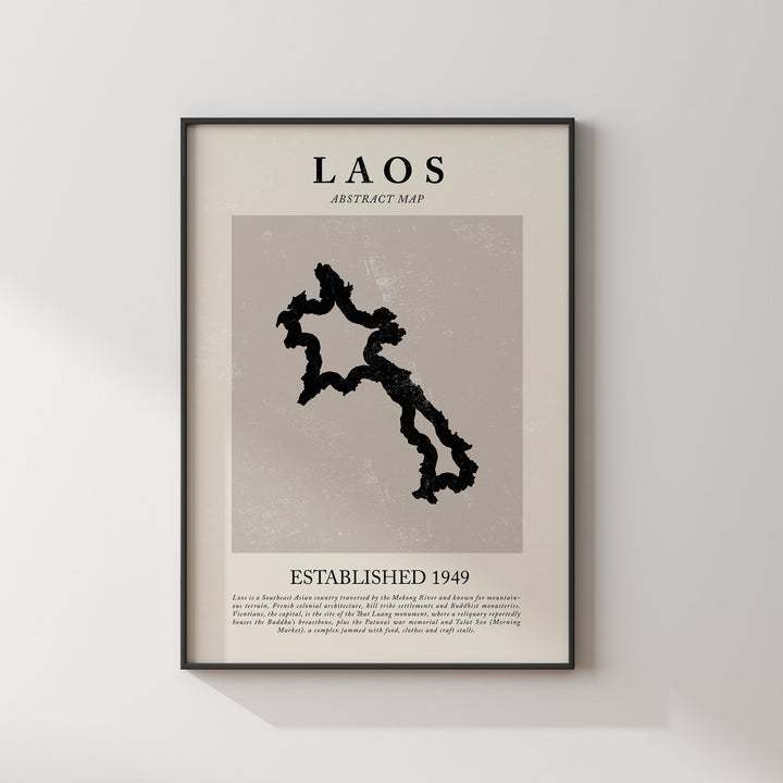 Laos Map Vintage Abstract Wall Art Print Picasso + Matisse Inspired Travel Poster