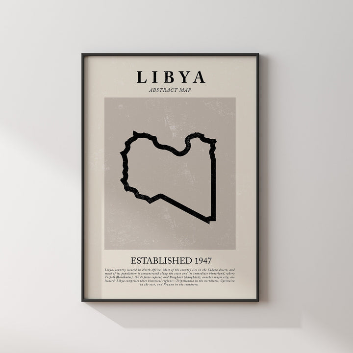 Libya Map Vintage Abstract Wall Art Print Picasso + Matisse Inspired Travel Poster