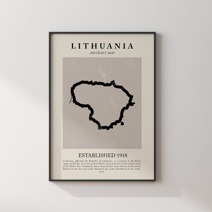 Lithuania Map Vintage Abstract Wall Art Print Picasso + Matisse Inspired Travel Poster
