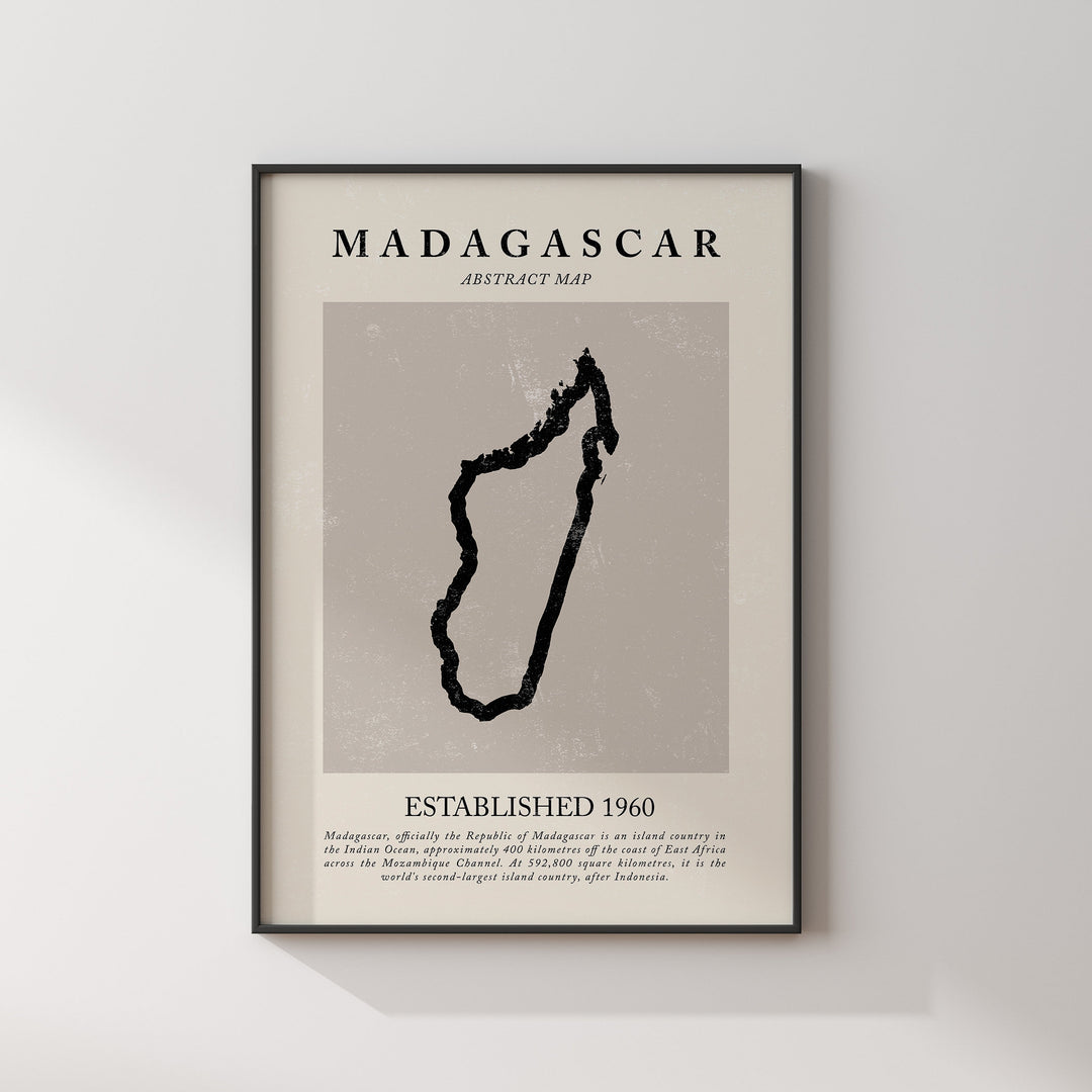 Madagascar Map Vintage Abstract Wall Art Print Picasso + Matisse Inspired Travel Poster