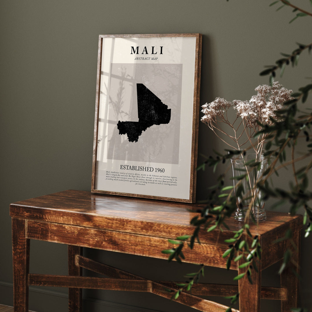 Mali Map Vintage Abstract Wall Art Print Picasso + Matisse Inspired Travel Poster