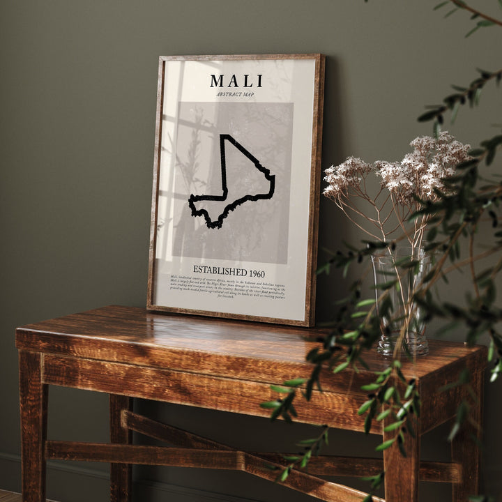 Mali Map Vintage Abstract Wall Art Print Picasso + Matisse Inspired Travel Poster