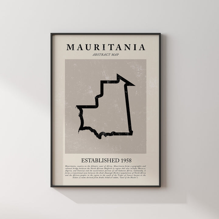 Mauritania Map Vintage Abstract Wall Art Print Picasso + Matisse Inspired Travel Poster
