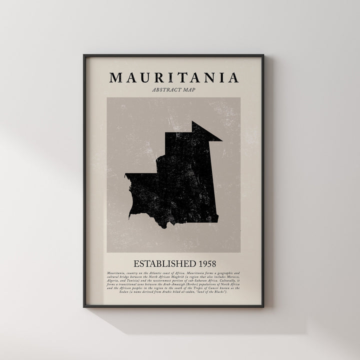 Mauritania Map Vintage Abstract Wall Art Print Picasso + Matisse Inspired Travel Poster