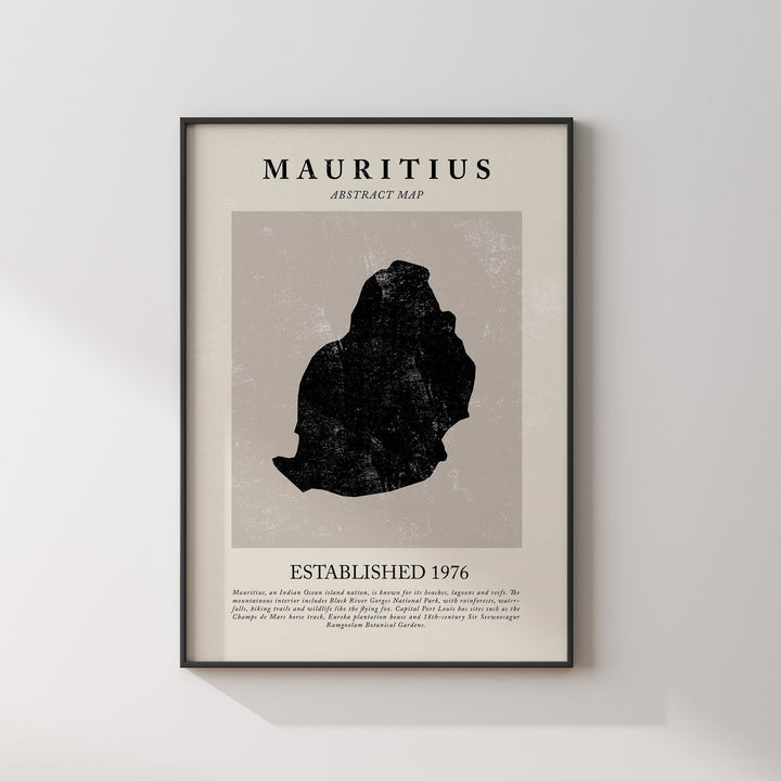 Mauritius Map Vintage Abstract Wall Art Print Picasso + Matisse Inspired Travel Poster