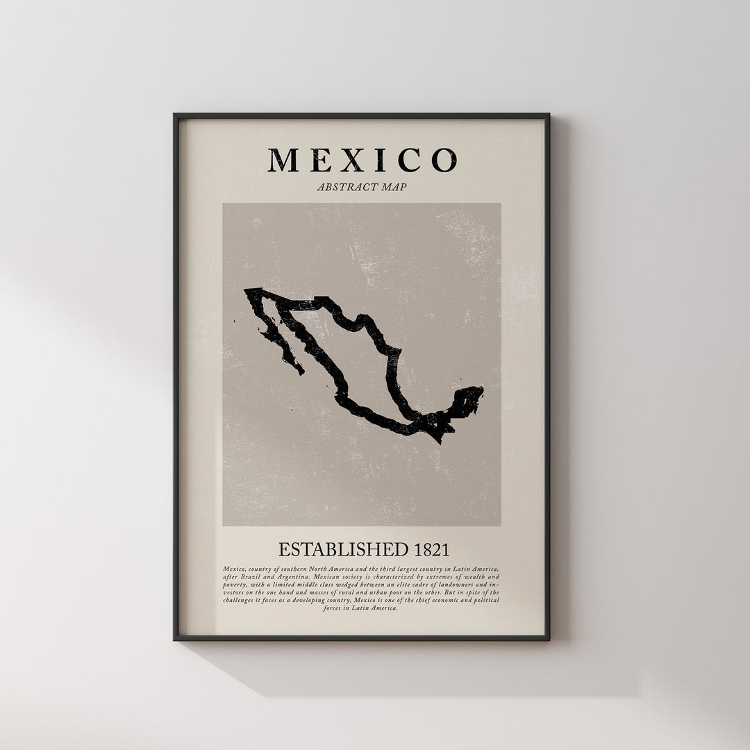 Mexico Map Vintage Abstract Wall Art Print Picasso + Matisse Inspired Travel Poster
