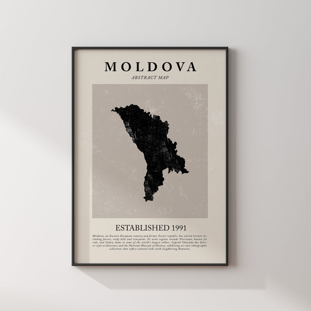 Moldova Map Vintage Abstract Wall Art Print Picasso + Matisse Inspired Travel Poster