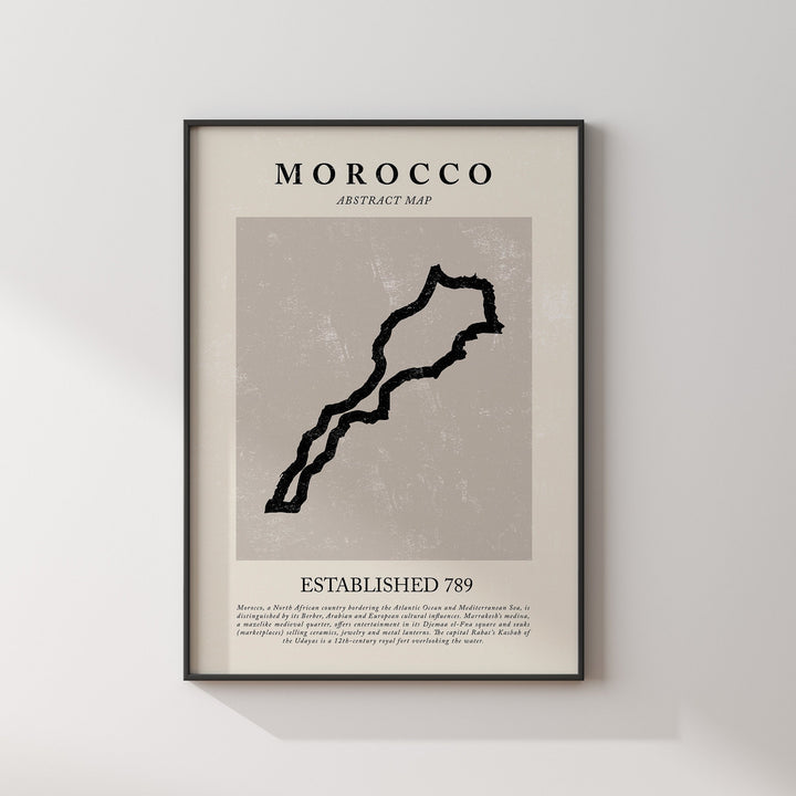 Morocco Map Vintage Abstract Wall Art Print Picasso + Matisse Inspired Travel Poster