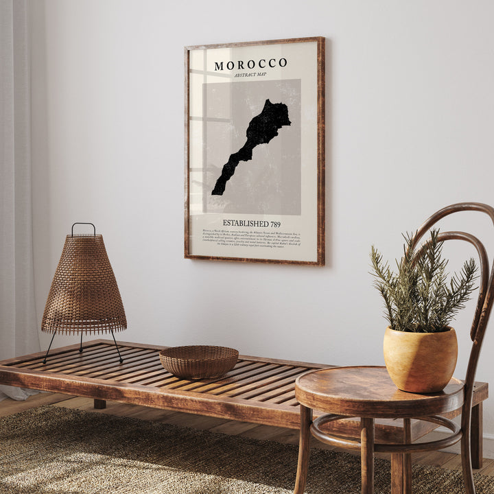 Morocco Map Vintage Abstract Wall Art Print Picasso + Matisse Inspired Travel Poster