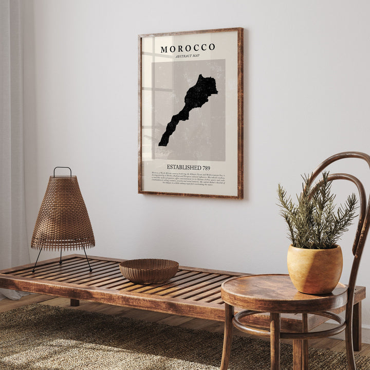 Morocco Map Vintage Abstract Wall Art Print Picasso + Matisse Inspired Travel Poster